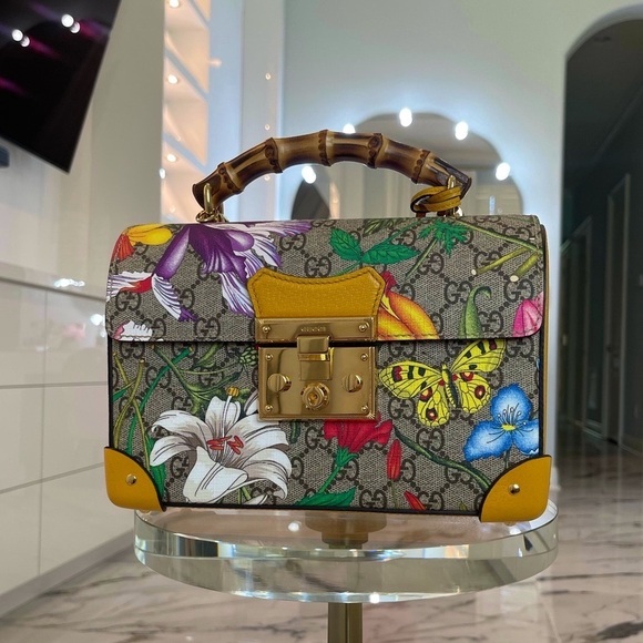 Gucci Handbags - NWT Gucci Multicolor Small GG Flora Bamboo Padlock Bag